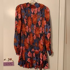 Farm Rio red and floral smocked dress